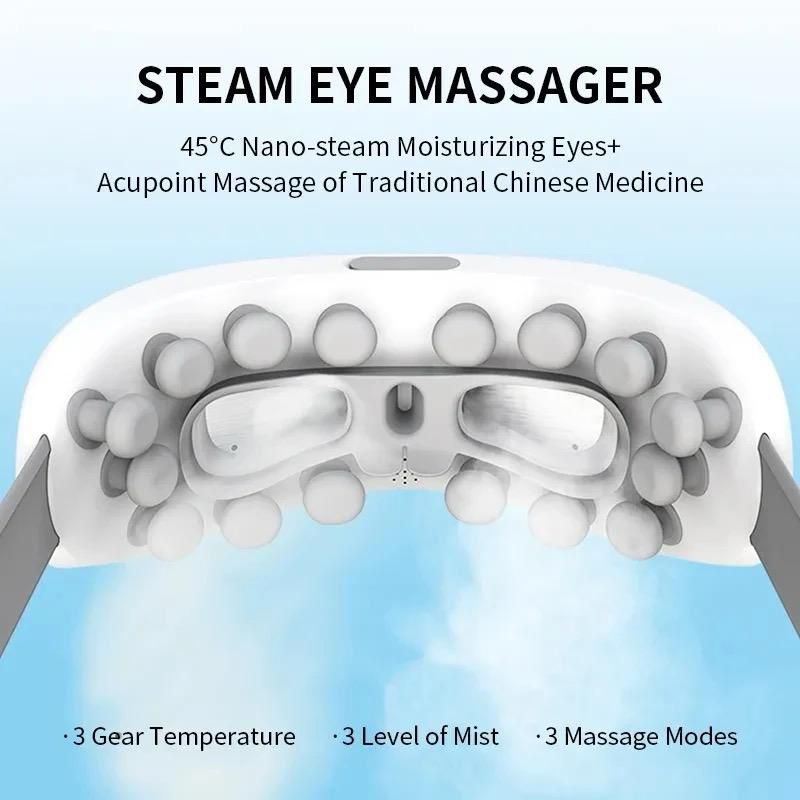 Masque de Massage Oculaire Intelligent : Compression Chaude, Brumisation, Musique, 3 Modes, Relaxation des Yeux