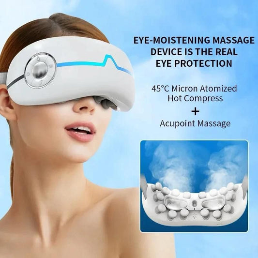 Masque de Massage Oculaire Intelligent : Compression Chaude, Brumisation, Musique, 3 Modes, Relaxation des Yeux