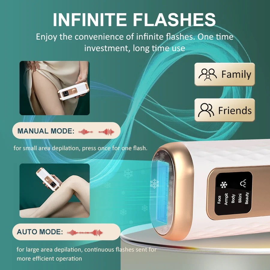 Épilateur IPL À Fonction De Refroidissement 5-en-1 : Visage, Corps, Bikini, Aisselles, Peau, Écran LCD