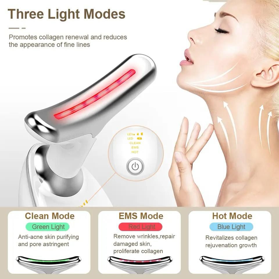 Appareil de Beauté Visage 2-en-1 : Nettoyage Profond, Chauffant, Anti-Âge, Lignes Fines, Rides, Peau Ferme